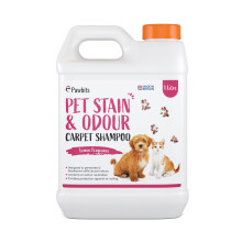 Pawbits Pet Stain and Odour Carpet Shampoo 1L Super Concentrated - Lemon Scented Carpet and Upholstery Cleaner with Odour Neutraliser - Removes Cat