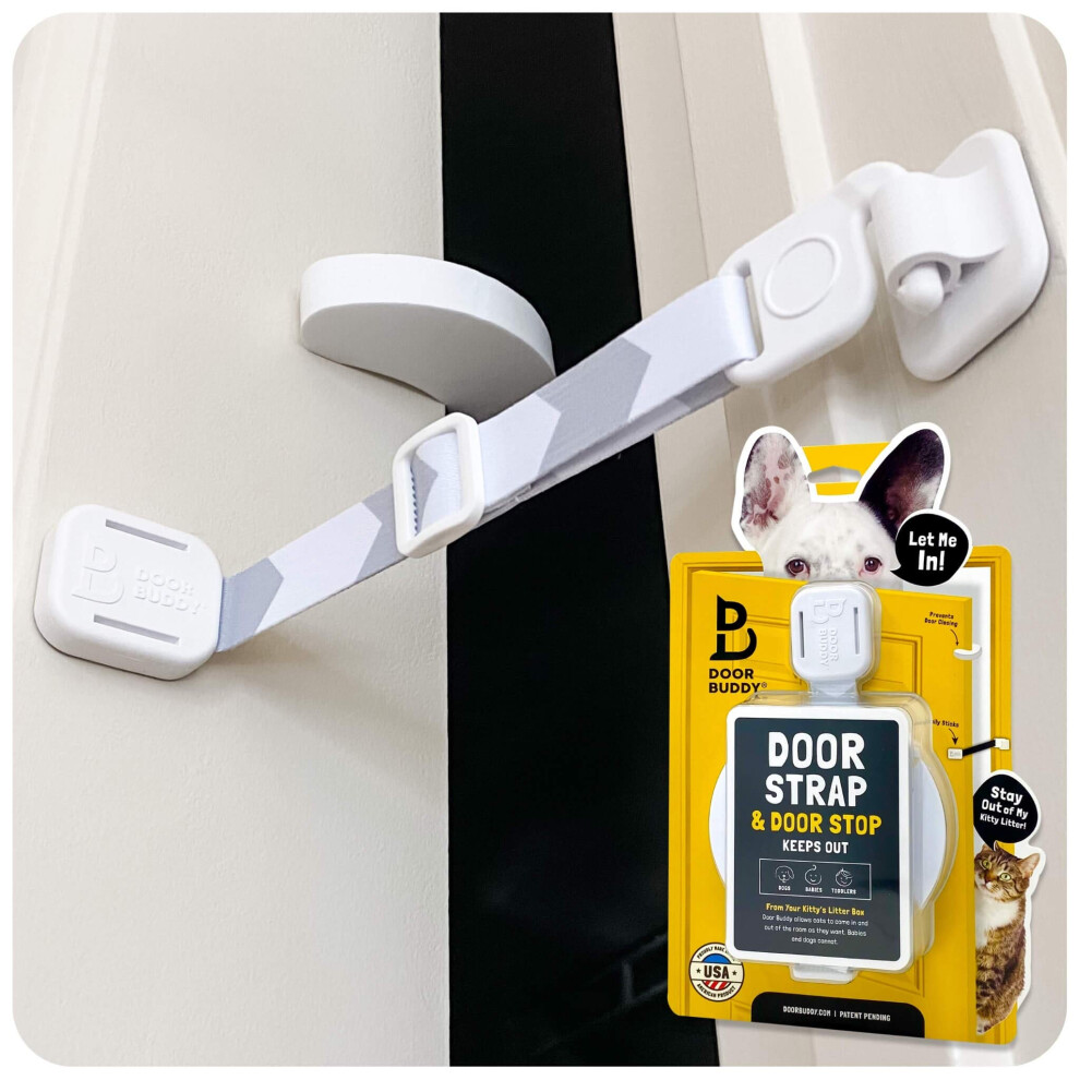 Door Buddy Cat Door Latch & Cat Door Stopper. Adjustable Door Strap For Cats To Dog Proof & Keep Dog Out Of Litter Box & Cat Feeder. Simpler Pet & Cat 5051220424348