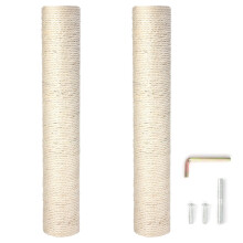 Pinkgarden Natural Sisal Replacement Cat Scratching Post, 15.7'' 2 Pieces M8 Cat Scratch Post Refill Pole Parts for Refurbishment, White, Include