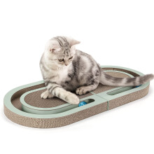 PETTOM Cat Scratcher, Cat Scratching Board with Trackball, Recycle Corrugate Reversible Cat Scratcher Cardboard for Indoor Cats?Foldable Cat Scratch