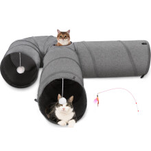 Ownpets Large Cat Tube Tunnel,3 Way U Shaped Pet Play Tunnel with Sturdy Oxford Fabric, Foldable and Resistant to Tearing, Featuring Multiple Exits,