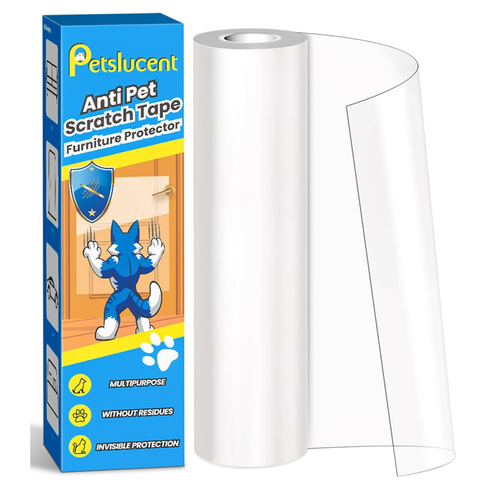 Petslucent Door Protector From Dog Scratching, Cat Anti Scratch Tape? Clear Training Self Adhesive Tape For Carpet, Sofa, Couch, Door (20Cm X 5M) 5051220423914