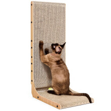EHEYCIGA Cat Scratching Board, 81cm Cardboard Cat Scratchers for Indoor Cats, L Shape Vertical Extra Large Scratch Pad with Ball Toy
