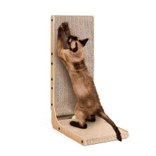 EHEYCIGA Cat Scratching Board, 68cm Cardboard Cat Scratchers for Indoor Cats, L Shape Vertical Large Cat Scratch Pad with Ball Toy