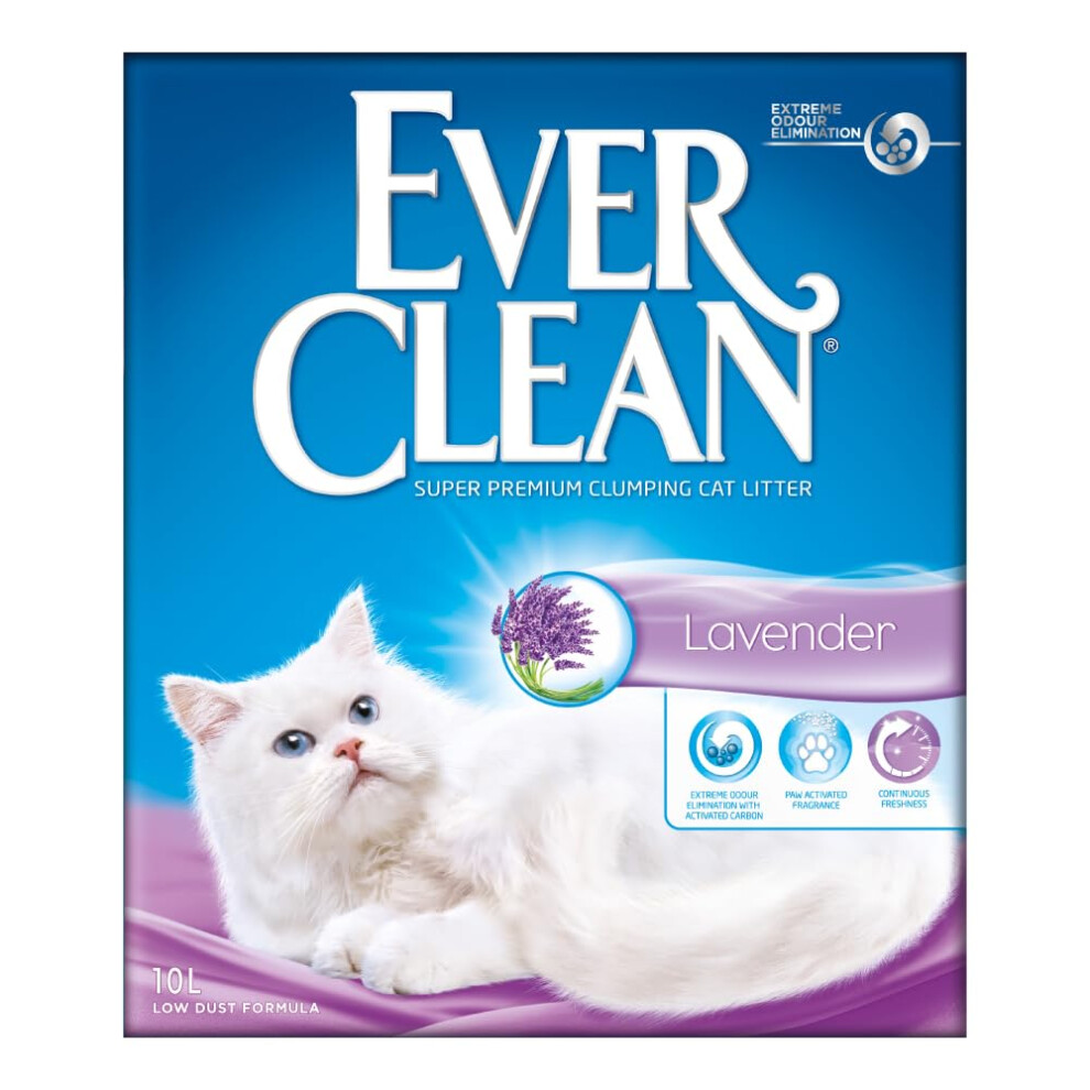 Ever Clean Clumping Cat Litter, Scented For Long-Lasting Freshness, Maximum Odour Elimination, 10L Lavender
