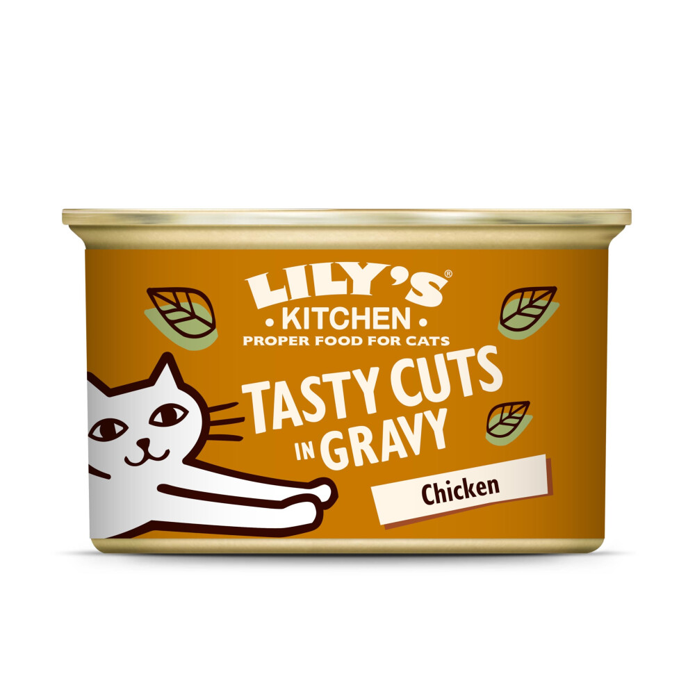 Lily's Kitchen Natural Adult Wet Cat Food Tin Chicken Tasty Cuts In Gravy -Free Recipe 24 X 85G Grain