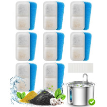 oneisall 8 Pack Replacement Filters for PWF-001 2L/67oz Cat Water Fountain Stainless Steel Water Fountain for Cats Inside, 3 Filtration System