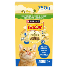 Go-Cat Tuna, Herring and Veg Dry Adult Cat Food 750g, Pack of 5