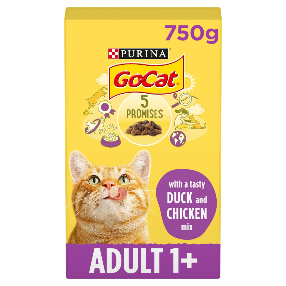 Go-Cat Chicken & Duck Dry Cat Food 750G, Pack Of 5