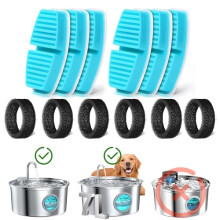 FOFNON 12 Cat Water Fountain Filters & Sponges, Triple Filtration, Loose Hair Removal, Suitable for B0CL4WMX6Z & B0CLGPCNHN