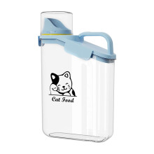 Ctomche Pet Food Storage Container Airtight Cat Food Container with Measuring Cup and Pour Spout Portable Pet Food Dispenser for Cat Transparent