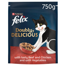 FELIX Doubly Delicious Beef Chicken & Vegetables Dry Cat Food 4x750g