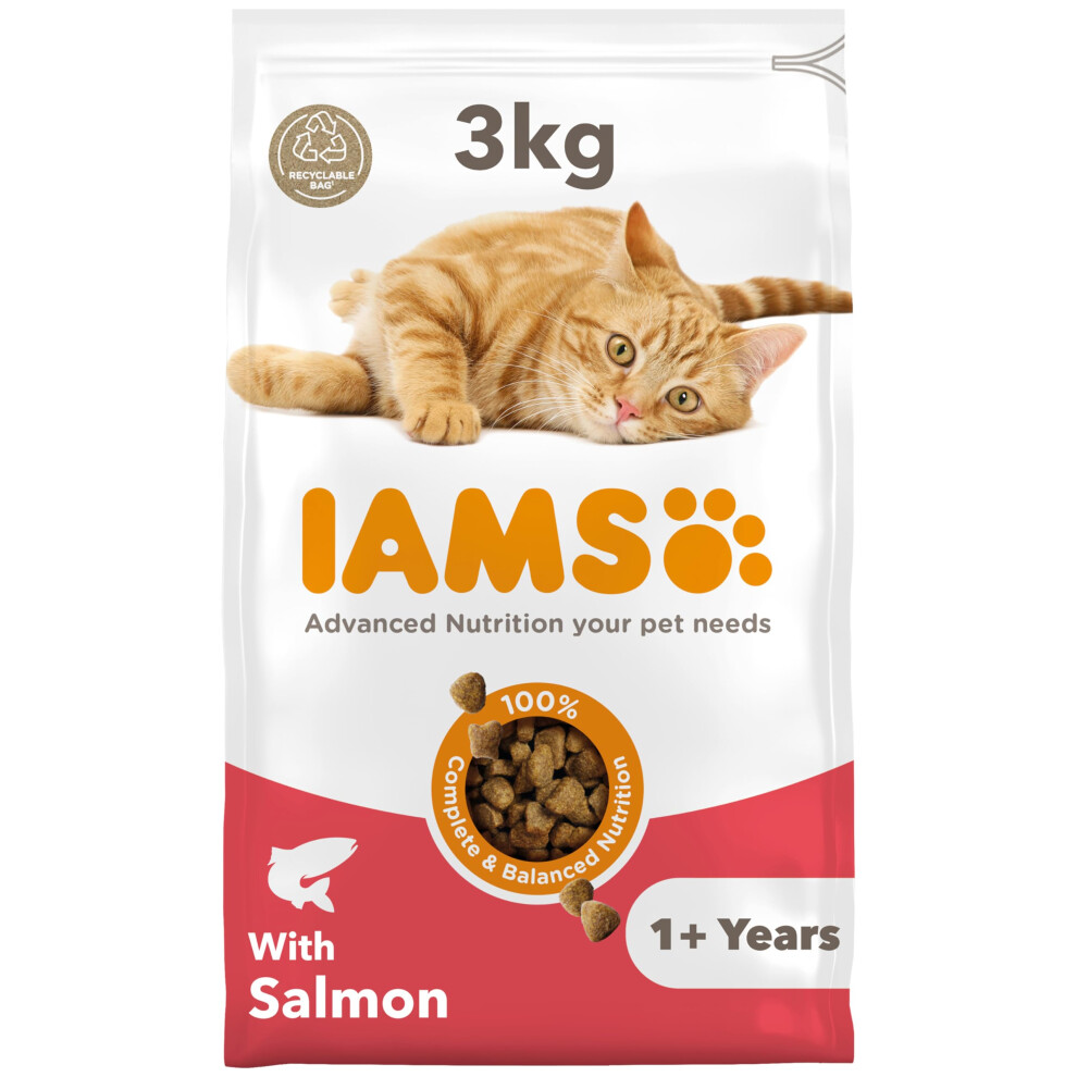 Iams Adult Dry Cat Food Salmon 3Kg