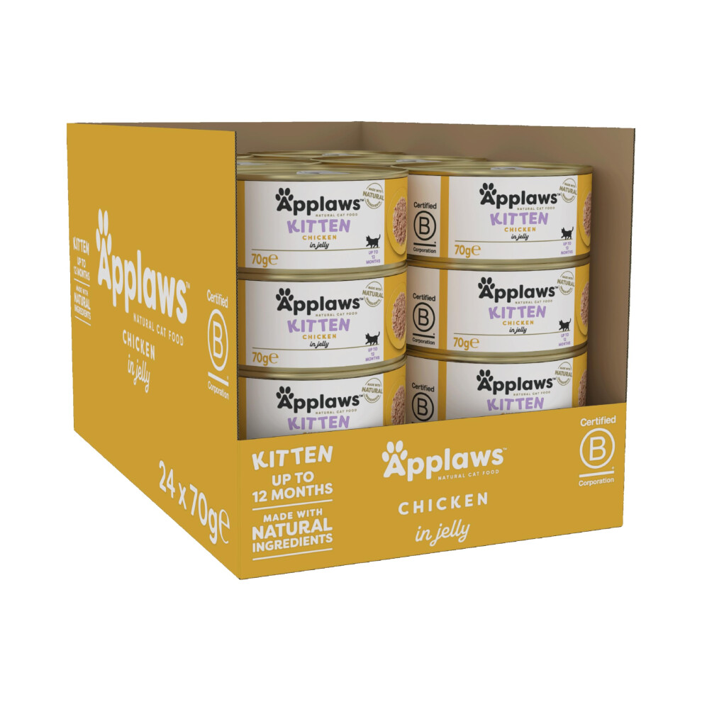 Applaws Natural Wet Kitten Food, Chicken Breast Cat Food Tin In Jelly 70G (Pack Of 24 Tins)