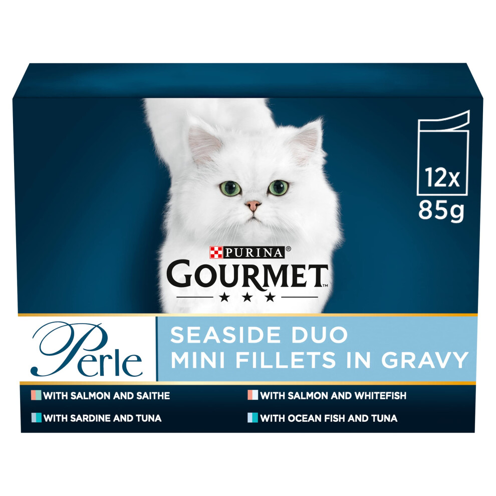 Gourmet Perle Seaside Duo In Gravy Wet Cat Food 12X85g, Pack Of 4