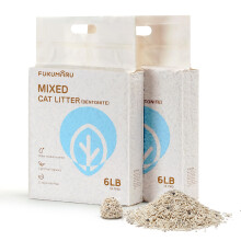 FUKUMARU Mixed Tofu Cat Litter, Strong Clumping Cat Litters, Effective Oder Control, Dust Free and Ultra Absorbent Flushable Bentonite White Tea Cat