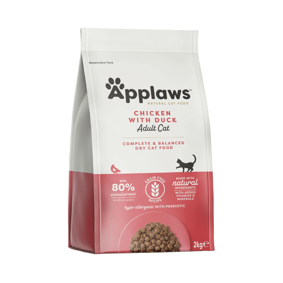 Applaws Complete And Free Dry Cat Food 2Kg, Chicken With Extra Duck For Adult Cats Grain