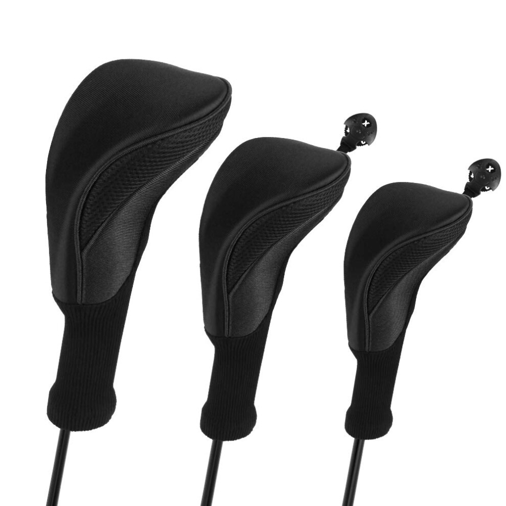 Photos - Golf Number-one  Club Head Covers for Fairway Woods Driver Hybrids, 3Pcs Long Neck Mesh  Club Headcovers Set with Interch