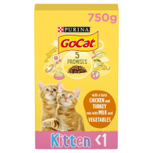 Go-Cat Junior Chicken, Milk & Veg Dry Cat Food 750g, Pack of 5