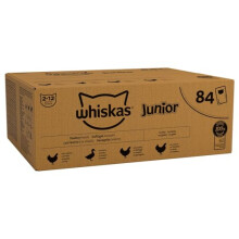 Whiskas Junior Poultry Selection in Jelly Wet Kitten Cat Food - Chicken Duck Turkey, 2-12 Months, 84 x 85 g, 443809