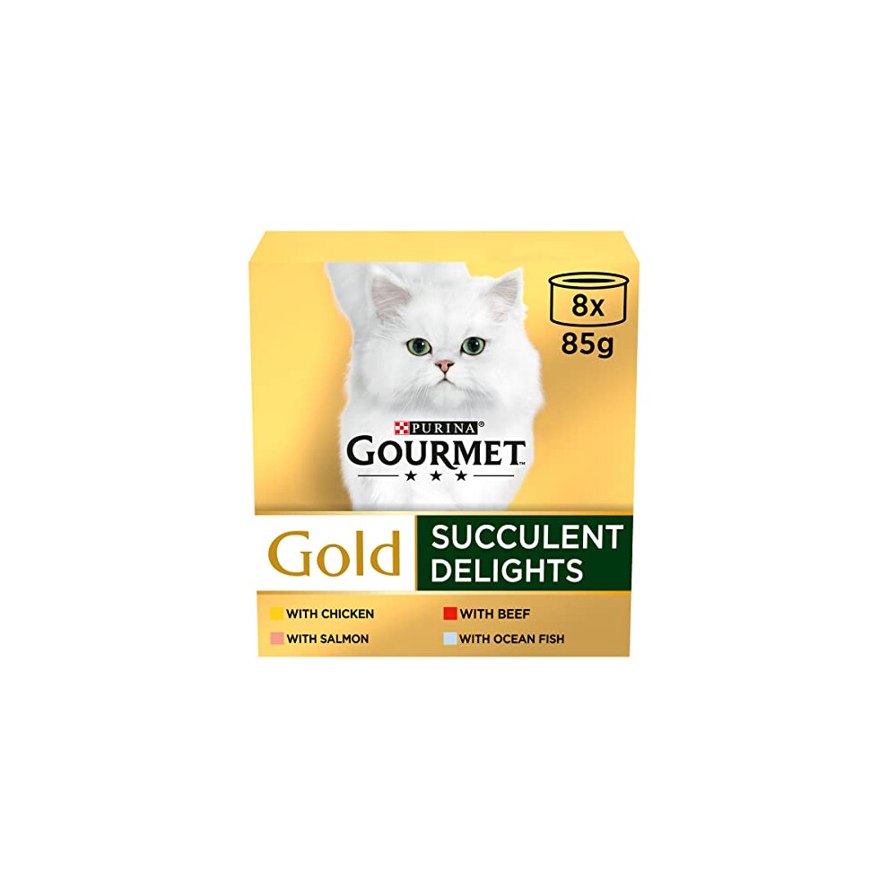 Gourmet Succulent Delights Adult Wet Cat Food Chicken 8X85g, Pack Of 6 Gold