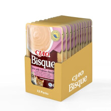 Ciao Bisque by INABA Wet Cat Food - Tuna and Salmon- 12 Packs (480g total) / Moist Treat, Delicious & Healthy Snack, Side Dish, Complement, Natural,