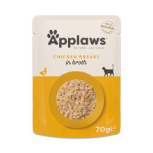 Applaws 100% Natural Adult Wet Cat Food, Chicken in Broth 70g Pouch (12 x 70 g Pouches)