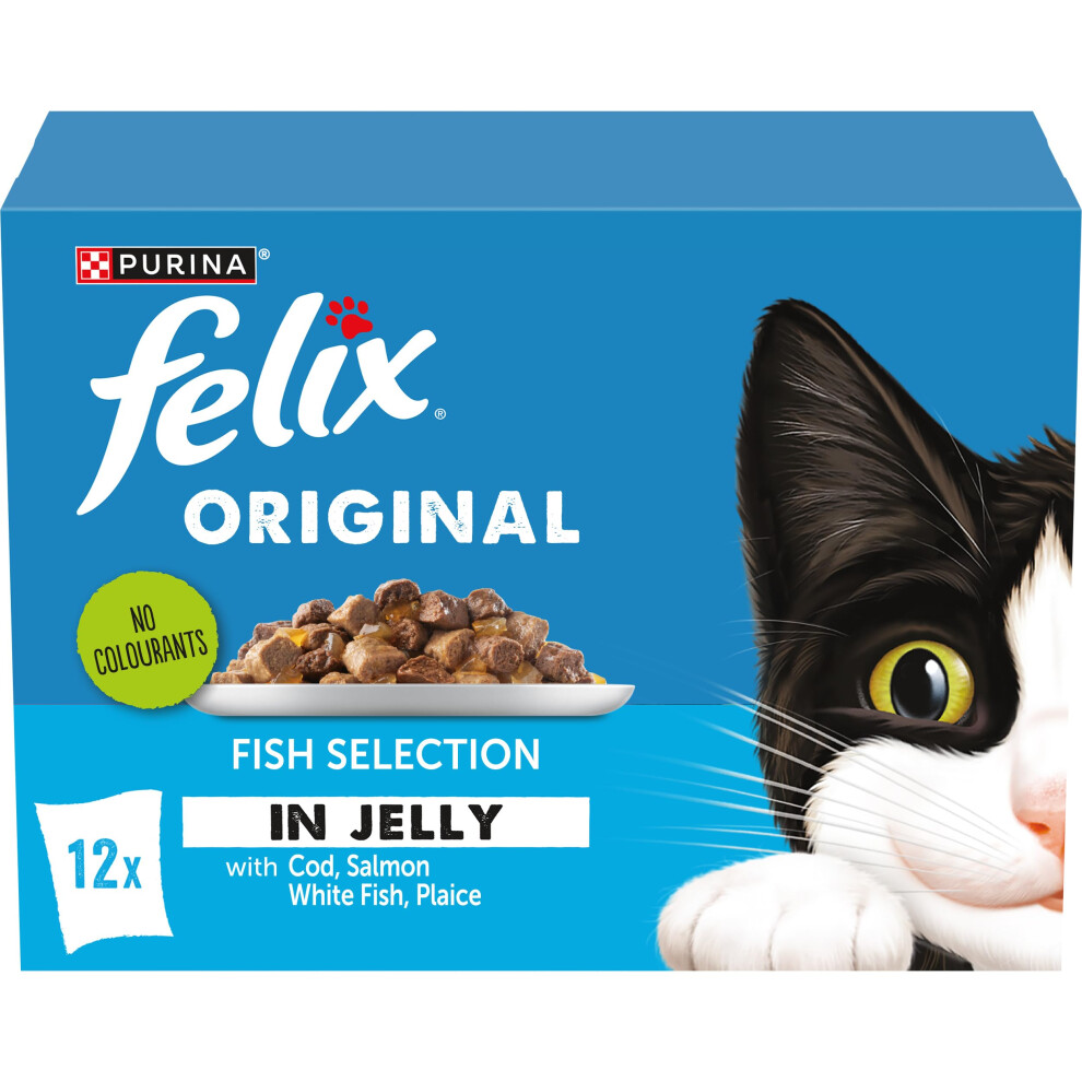 Felix Original Fish Selection In Jelly Wet Cat Food 12X85g (Pack Of 4)