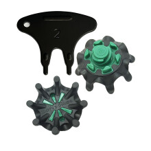Golf Shoe Spikes,20 Pcs FJ Soft Golf Shoes Spikes Replacements with 1 Pcs Shoe Cleats Wrench fit Foot Fast Lok Twist 3.0 System Joy (Black Green)