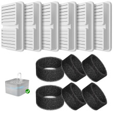PawPoll Cat Fountain Filters, 6 Pieces Filter + 6 Pieces Foam Filter for Cat Water Fountain for Drinking