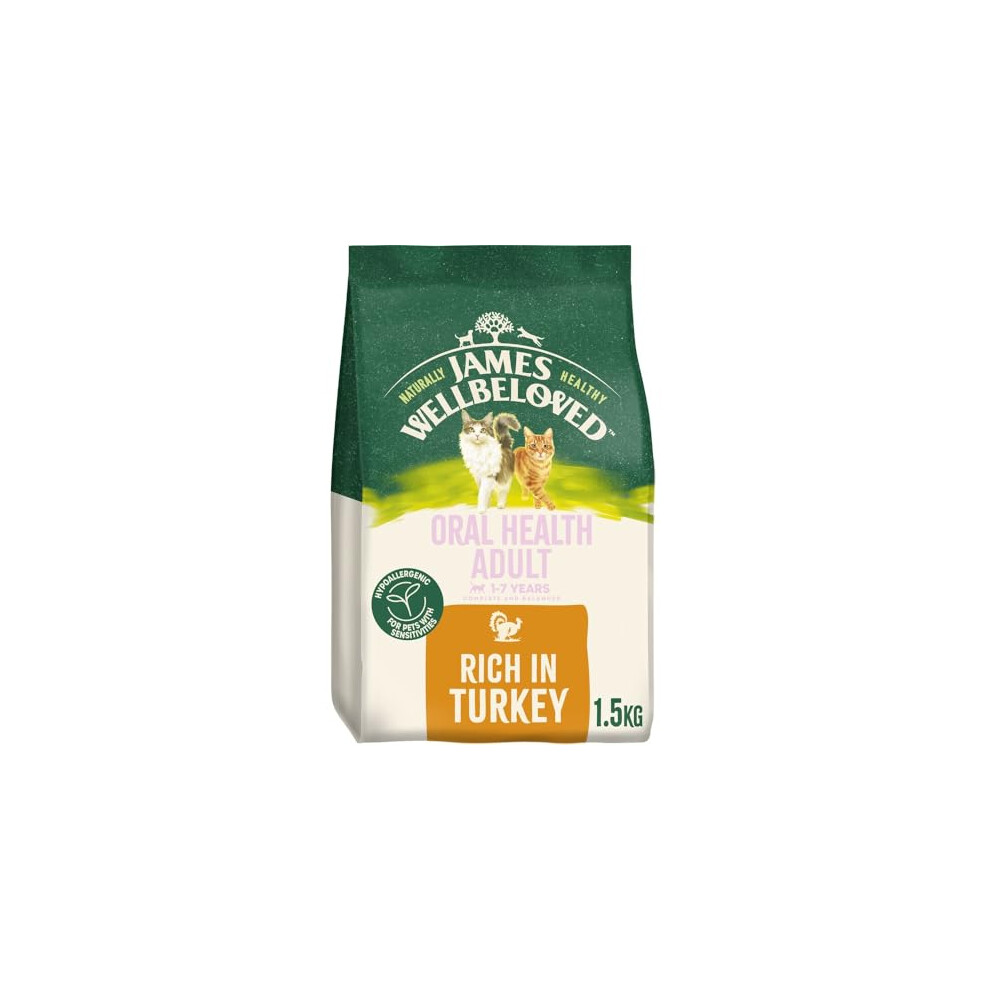 James Wellbeloved Hypoallergenic Dry Cat Food For Adult Cats Oralcare Turkey 1.5 Kg