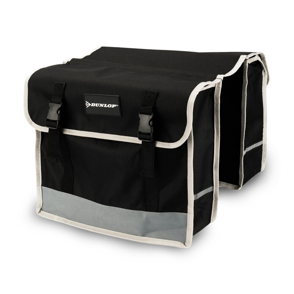 Dunlop Double Bike Bag - Rear Side Pannier Bag with Fluorescent Strip - 2x13 L Bike Pannier Bag - Waterproof Bike Bag - Bike Bag 36x30x12 cm - Bicycle
