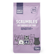 Scrumbles Natural Sensitive Dry Cat Food with 74% Chicken, High Protein Food For Adults And Seniors, 2.5Kg