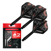 TARGET Darts Nathan Aspinall K Flex Flights and Shaft System, No.2 (Intermediate, 26mm) | Pack of 3 Kflex All In One Flights, Player Edition Darts