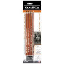 Generals Charcoal Drawing Set, White/Black, Set of 7 Pencils and 1 sharpner - 557-6A
