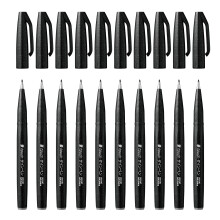 Pentel Brush Sign Pen Black - Pack of 10
