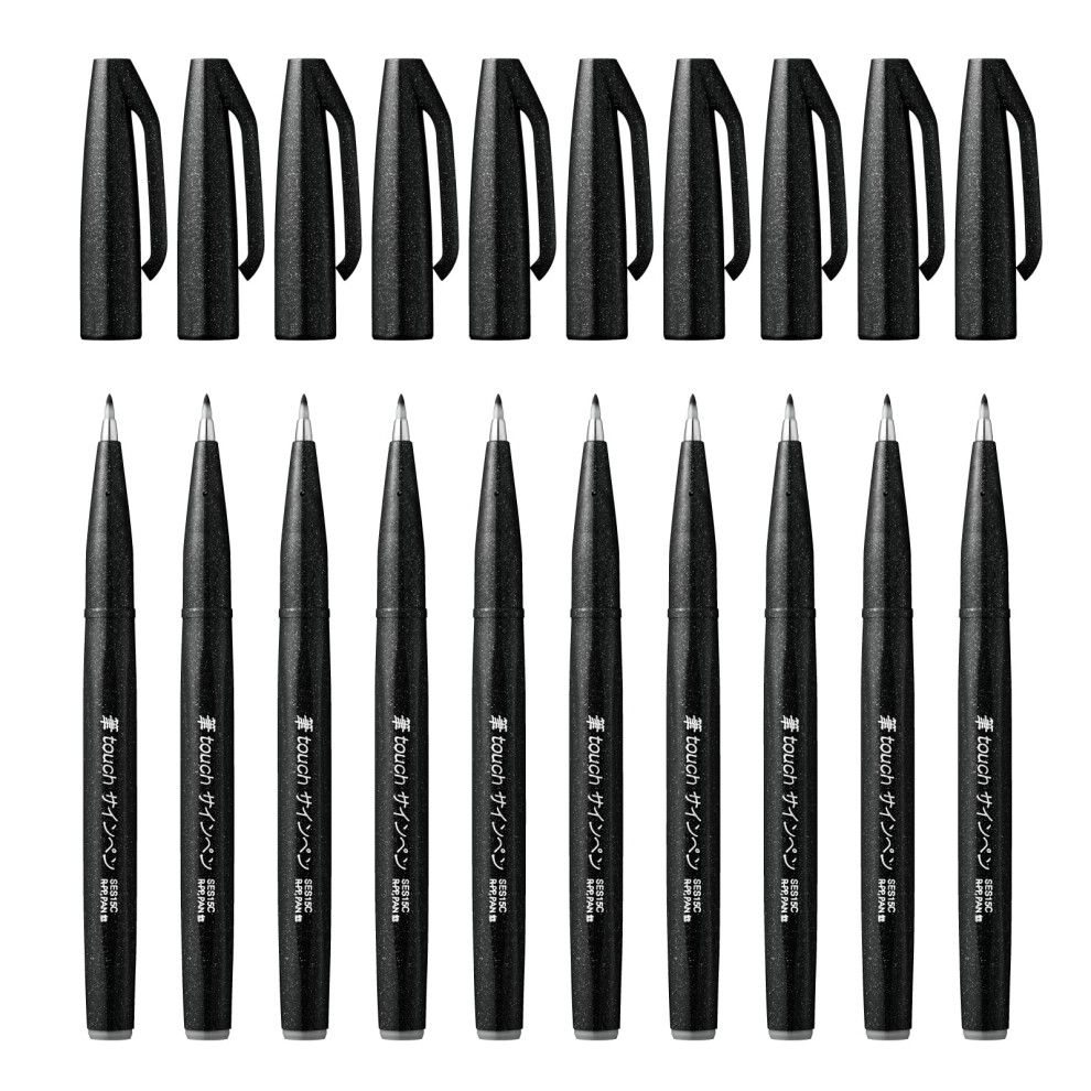 Pentel Brush Sign Pen - Pack Of 10 Black