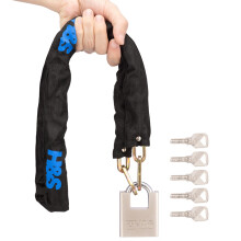 H&S Heavy Duty Motorbike Lock with Padlock | 6mm x 1.2m | Motorcycle & Scooter Lock with Security Chain | 2m Bike Locks High Security | Strong Chain &
