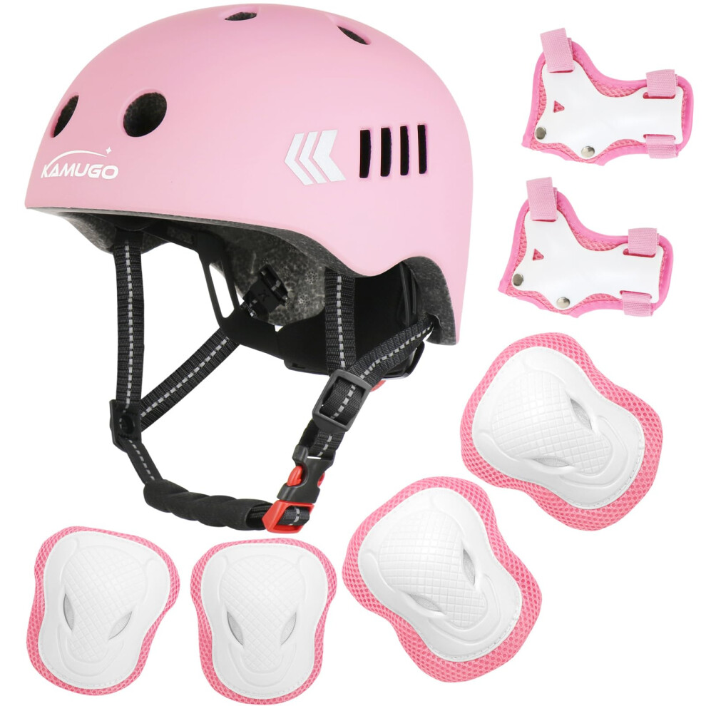 KAMUGO Toddler Bike Helmet Set, Kids Helmet for Boys Girls Ages 1-8 with Protective Gear Set Knee Elbow Wrist Pads for Scooter skate Bicycle