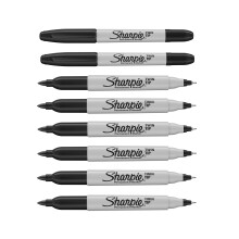Sharpie Twin Tip Permanent Marker Pens - Black Ink - Pack of 8 - Fine & Ultra Fine Tips