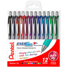 Pentel EnerGel XM BL77 - Retractable Liquid Gel Ink Pen - 0.7mm - 54% Recycled - Pack of 12 in Wallet