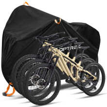 toptrek Bike Cover, 210D Bike Covers for 3 Bikes Outside Storage with Lock Holes, 220 x 120 x110cm Bicycle Cover Waterproof Outdoor with Storage Bag,