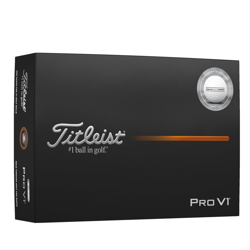 Titleist Pro V1 Enhanced Alignment Golf Ball, Pack of 12, White