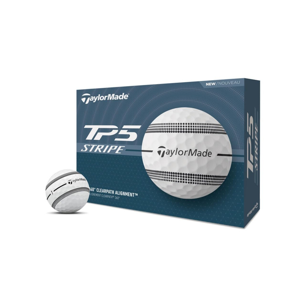 TaylorMade Golf Ball TP5 Stripe, 12 Ball Pack, White