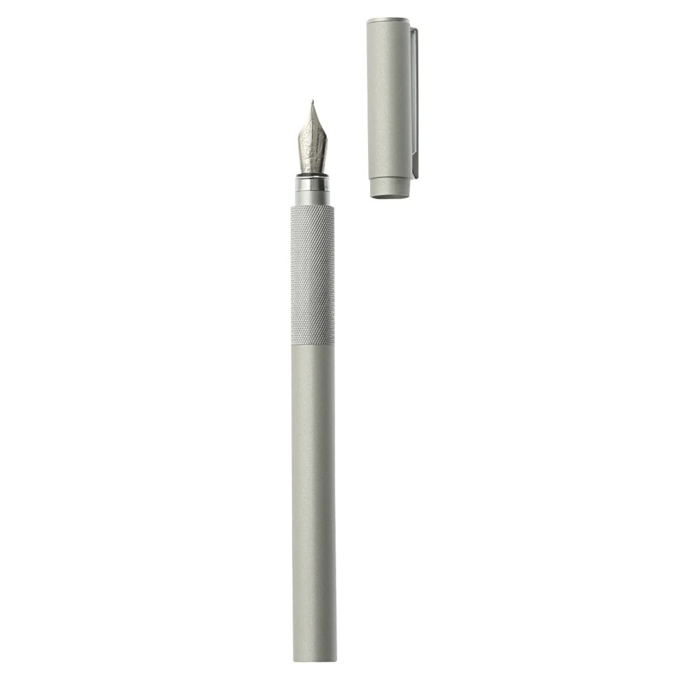 Muji Aluminum Body Fountain Pen - Fine Nib - With 1 Black Ink Refill Cartridge