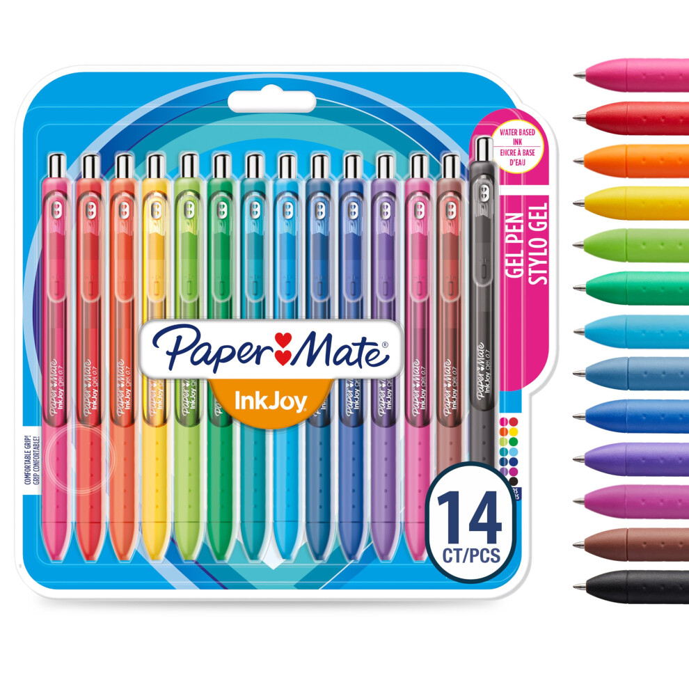 Paper Mate Inkjoy Gel Pens | Medium Point (0.7Mm) | Assorted Colours | 14 Count