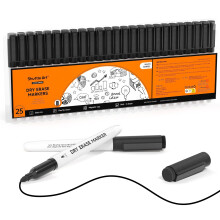 Shuttle Art Magnetic Whiteboard Pens Black, 25 Pack Black Whiteboard Markers with Erase, Fine Point Dry Wipe Markers for Writing on Whiteboards,