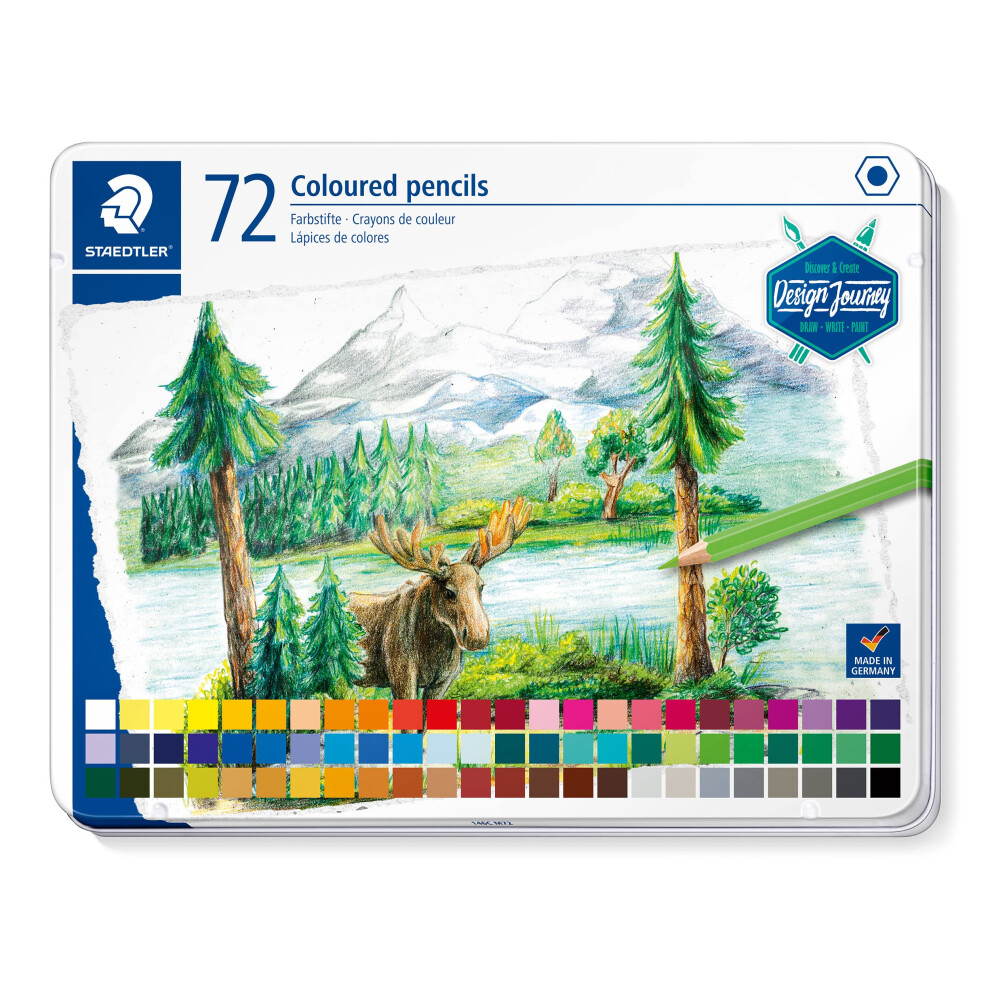 Staedtler 146C M72 Design Journey Colouring Pencils - Assorted Colours (Tin Of 72)