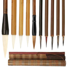 Midyrrg 10 Pcs Chinese Calligraphy Kanji Brush Set Mixed Wolf Hair Traditional Calligraphy Pens Art Painting Chinese/Japanese Sumi Writing Brush for