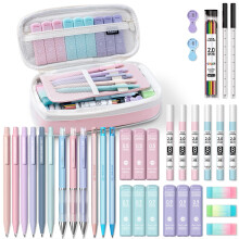 Four Candies 36PCS Aesthetic School Supplies in Pencil Case, 12PCS Mechanical Pencils 0.5,0.7,0.9 & 2.0mm with 624 Lead Refills, Mechanical Pencil set